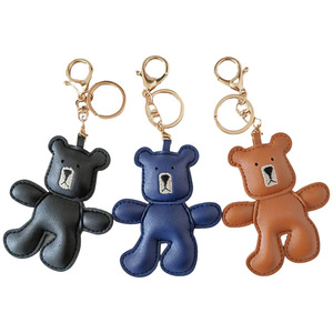 Porte-clés ours en cuir souple fait main, mini-animal mignon, breloque bijou, pendentif pour sac femme - Product Image 1