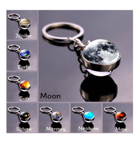 Porte-clés en verre avec boule de planète de l'univers, galaxie, lune, terre, Mars, Neptune, Mercure, Jupiter, double face, pendentif, bijoux - Product Image 6