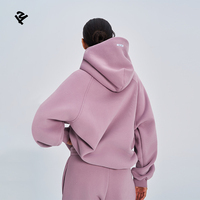 Luxuriöse Herbstkleidung für Damen Streetwear Lila Gummi-Patch Jogginghose und Hoodie Set Schwergewichtiger Trainingsanzug mit Gummilabel