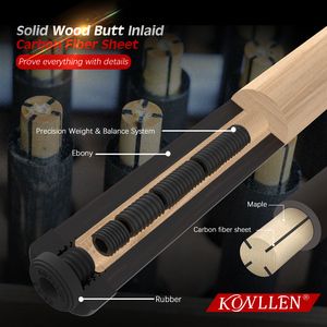 Taco de billar AK-AI de alta calidad de 58 pulgadas, de dos piezas, de fibra de carbono, para billar de nueve bolas, con incrustaciones hechas a <span class=keywords><strong>mano</strong></span>, para snooker - Product Image 6