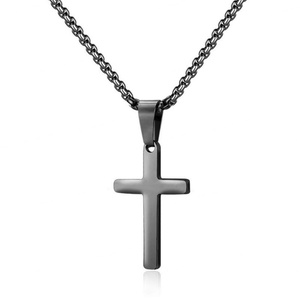 Collier pendentif croix minimaliste en acier inoxydable original, étanche et anti-ternissement, plaqué or 14k 18k pour femmes et hommes - Product Image 6