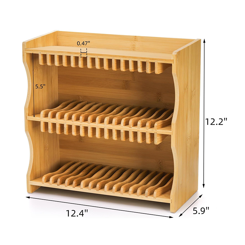 Bamboo CD Holder Rack Organizer - Eco-Friendly 2 Tier Storage for