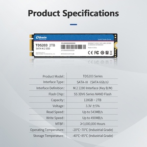SSD อุตสาหกรรมภายในแบบ <span class=keywords><strong>M</strong></span>.<span class=keywords><strong>2</strong></span> SATA ความจุ 2TB ขนาด 2280 ความเร็วสูง 543MB/s ในการอ่าน - Product Image 6