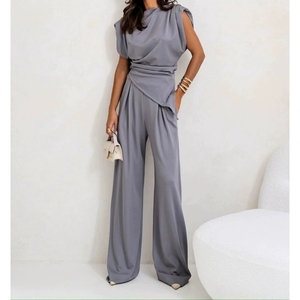 Conjunto de 2 Piezas para Mujer, Top Casual que Define la Cintura y Pantalones, a la Moda - Product Image 4