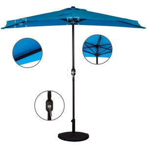 <span class=keywords><strong>Parasol</strong></span> de jardin semi-circulaire de 2,7 m - <span class=keywords><strong>Parasol</strong></span> de balcon <span class=keywords><strong>demi</strong></span>-rond avec manivelle, protection solaire pour usage extérieur - Product Image 2
