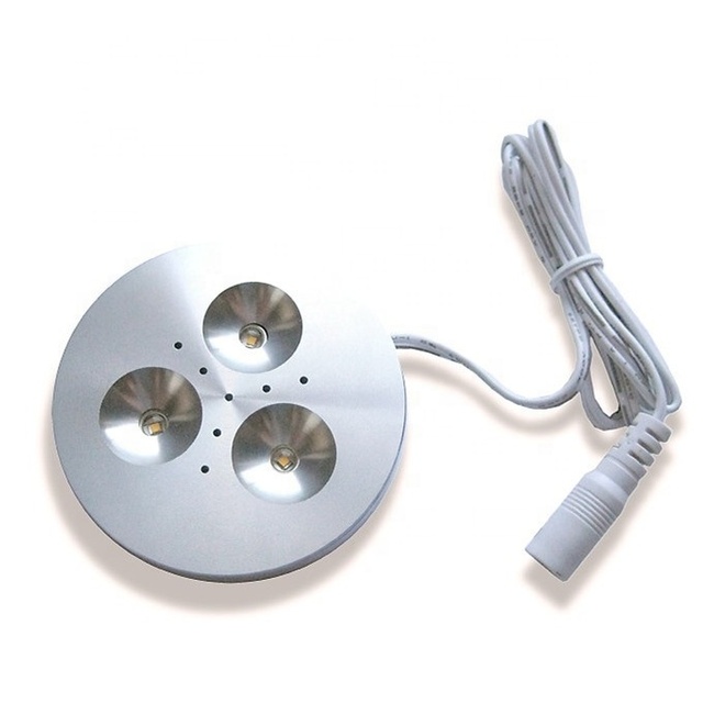 DC 12-24V Round LED Puck Downlight 3W Surface Mounted LED Cabinet Light for Kitchen Product Type Cabinet Lights