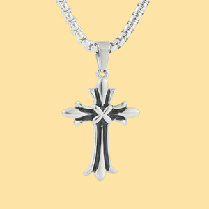 Stainless Steel <b>Cross</b> Pendant Silver Color Geometric Design For Men And Women Fashion Jewelry 122014 - Product Image 1