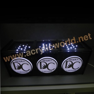 Illuminated Acrylic Liquor Bottle Display Stand LED <b>Bar</b> <b>Shelf</b> Rack for Whiskey Wine & Spirits Custom Logo Available - Product Image 4