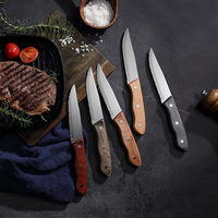 Ensemble de couteaux à steak dentelés Garwin de grande taille en acier inoxydable avec manches en bois, OEM personnalisé, vente en gros pour les restaurants