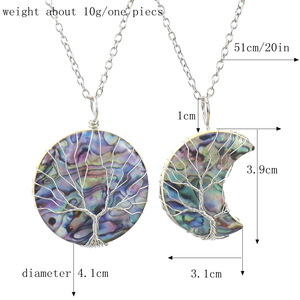 Suxuan-Colgante de árbol de la vida con forma de media luna, collar de cuarzo con diseño de concha de abulón de mar Natural, alambre envuelto - Product Image 2