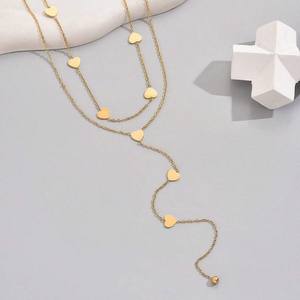 XL261 Collar de corazón de amor chapado en oro de 18 quilates, collar de cadena de acero inoxidable Joyería para mujeres, regalo sin deslustre - Product Image 4