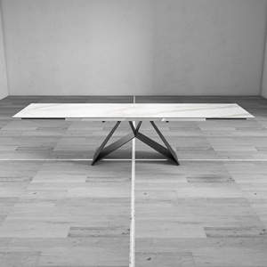 Nouvelle mode marbre motif céramique roche plaque haut rectangulaire réglable extension <span class=keywords><strong>table</strong></span> à manger luxe moderne - Product Image 3
