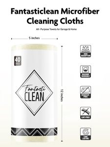 Nouvelle conception, lot <span class=keywords><strong>de</strong></span> 40 chiffons <span class=keywords><strong>de</strong></span> nettoyage en microfibre <span class=keywords><strong>beige</strong></span> réutilisables, rouleaux <span class=keywords><strong>de</strong></span> microfibre à déchirer pour la maison - Product Image 5