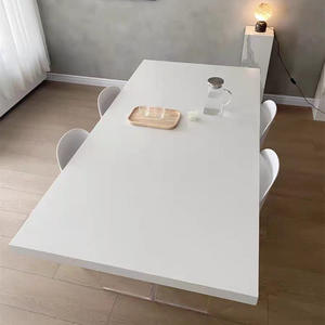 Ino Pure <b>White</b> Slab Hanging 4cm <b>Dining</b> <b>Table</b> Rectangle Stable Modern Minimalist Design For <b>Dining</b> Room - Product Image 3