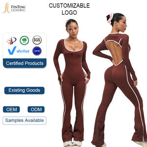 بدلة يوجا نسائية مخصصة من لولو بدون خياطة مصنوعة من السباندكس/النايلون بأكمام طويلة وسراويل واسعة سريعة الجفاف للياقة البدنية - Product Image 1