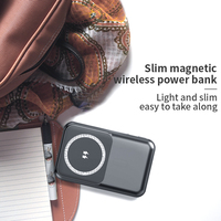 Capacité de puissance élevée Mini 10000mAh Banque d'alimentation sans fil magnétique Chargeur d'alimentation magnétique ultra mince populaire avec support mobile
