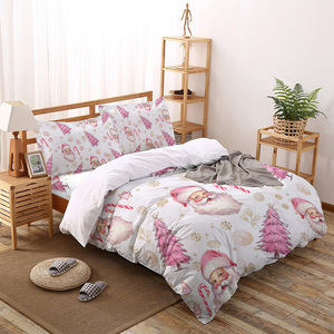 Weihnachten Neujahr Dekor Weiche Luxus Schlafzimmer King <span class=keywords><strong>Size</strong></span> Bettlaken Set individuell bedruckte 4 Stück Bettdecke Bettwäsche-Set - Product Image 1