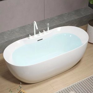 Oval <b>Acrylic</b> Bathtub 160Cm Modern Design For Home Hotel Use With Faucet Set Durable Adult Size - Product Image 3