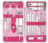 Ensemble de manucure Kit de coupe-ongles professionnel 18 pièces outil de soin des ongles de manucure en acier inoxydable pour salon à domicile