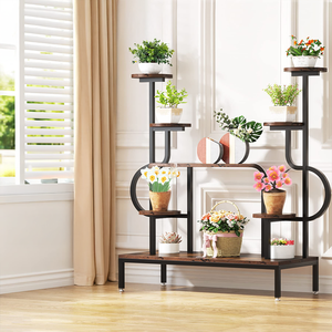 OEM & ODM Large Tall 8-Tier Metal Indoor Plant Stand Wood Ladder Holder with Flower Rack for Living Room <b>Bookcases</b> & Bookshelves - Product Image 5