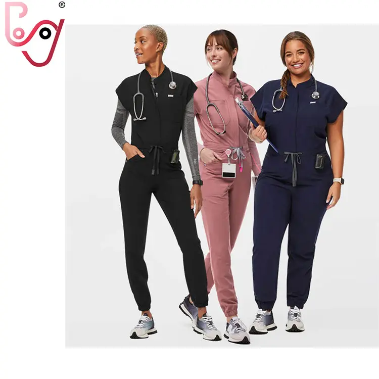 Custom Jumpsuit Verpleging Scrubs Uniformen Sets Polyester Vrouwen Medische Scrubs Uniformen Groothandel Ziekenhuis Uniformen