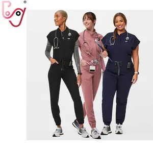 Custom Jumpsuit Nursing Scrubs Uniforms Sets Polyester Women Medical Scrubs Uniforms Wholesale Hospital Uniforms