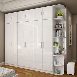 Armoire de rangement moderne pour chambre à coucher de maison vestiaire sectionnel avec armoire latérale armoire en bois - Product Image 1