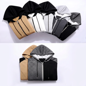 CozyFlex Haven Sweat à capuche en coton tricoté pour homme, fermeture éclair intégrale, respirant, coupe-vent, personnalisable, motif uni, col décontracté - Product Image 1