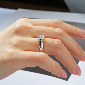 Anillos de Moissanita con Corte Redondo Simple de 1ct, Color D, VVS1, Anillos Solitarios de Diamantes, Cobre Chapado en Oro de 14K, Joyería para Mujer con Certificado GRA - Product Image 6