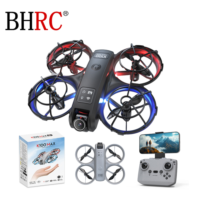 Custom K100 360 °rolling Speed Adjustment Quadcopter Mini Camera 4k hd Video Drone with Dual hd Cameras for Beginners