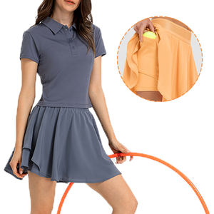 Conjunto Deportivo de Bádminton <span class=keywords><strong>con</strong></span> Polo de Tela Fresca y Minifalda 2 en 1 para Golf y Tenis Ropa para Fitness al Aire Libre y Yoga - Product Image 1