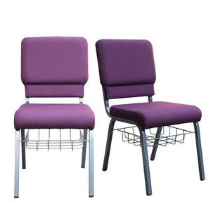 Sillas de Iglesia Modernas Acolchadas de Metal para Teatro, <span class=keywords><strong>Auditorio</strong></span>, Oración Musulmana, en Alquiler, Color Morado y Rojo - Product Image 2