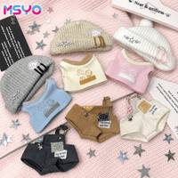 Set di Vestiti per Bambole in Cotone MSYO 10cm, Outfit Kawaii in Peluche con Cappello, Mini Abito Imbottito, Accessori Durevoli con Stampa a Trasferimento Termico