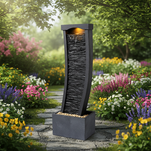 <span class=keywords><strong>Fontaine</strong></span> d'extérieur moderne GENO en <span class=keywords><strong>ardoise</strong></span>, à cascade, alimentée par prise secteur, pour la décoration de jardin et de maison - Product Image 3
