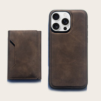 Dompet Kulit PU Coklat Tua untuk 18 Pro Max, Mewah, Berembos, Anti Benturan, Pelindung, Produsen OEM Kustom