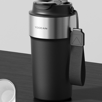 Tasse en céramique à double paroi, bouteille d'eau en acier inoxydable de 480 ml, gourde isotherme anti-fuite, écologique, avec paille, idéale comme cadeau