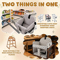 Housse de chariot de courses 2-en-1 pour bébé et coussin de chaise haute pliable rembourré pour tout-petit avec sangle d'épaule réglable