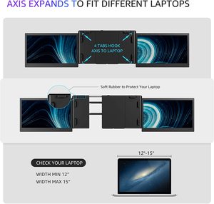จอภาพ <span class=keywords><strong>OFIYAA</strong></span> <span class=keywords><strong>P2</strong></span> Pro แบบสามจอ สำหรับแล็ปท็อปและ PS5 รองรับหน้าจอขนาด 13.3 นิ้ว-16.5 นิ้ว ใช้ได้กับชิป Mac M1/โน้ตบุ๊ก - Product Image 4