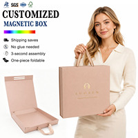 Boîtes d'emballage pliables en carton rigide avec logo imprimé personnalisé, boîtes pliables en papier magnétique, boîtes cadeaux magnétiques de luxe roses