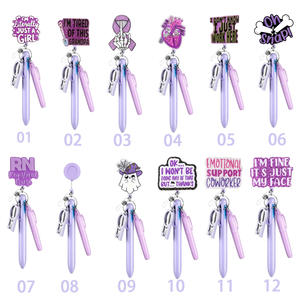 Kalıcı keçeli kalem işık tükenmez kalem katlanabilir makas LED el feneri hemşire aksesuarları geri çekilebilir makaralı isimlik hemşire kalem seti - Product Image 4