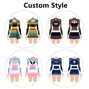 Cô Gái Thời Trang Phong Cách Spandex Sexy Rhinestone Trắng Cổ Vũ Váy Màu Xanh Thanh Niên Cổ Vũ Trang Phục Dài Tay Áo Cổ Vũ Bộ Đồng Phục - Product Image 6