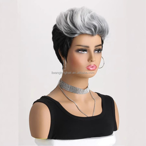 Perruque complète synthétique pour <span class=keywords><strong>femme</strong></span>, <span class=keywords><strong>cheveux</strong></span> courts, gris argenté, vente en gros du fabricant - Product Image 5