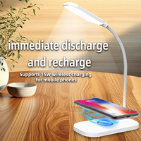 Lampe de bureau LED à commande tactile, chargeur de téléphone sans fil 15W, tête de lampe rotative, lampe de table multifonctionnelle, veilleuse pour PC et chambre à coucher