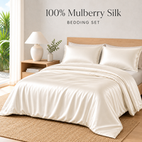 Parure de lit hôtelier multicolore en soie de mûrier 100% avec housse de couette et drap-housse