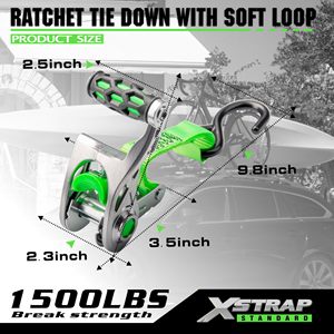 Xstrap ağır 2PK 1 "14ft alüminyum <span class=keywords><strong>l</strong></span>-bar yumuşak döngüler ile cırcırlı gerdirme sapanlar motosiklet kargo güvenli kemer - Product Image 3