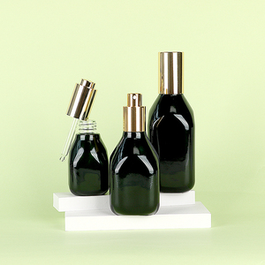 ขวดแก้วสีน้ำเงินเข้มทรงเหลี่ยม ก้นหนา ปราศจากสาร BPA ใช้เติมได้ สำหรับบรรจุเซรั่มบำรุงผิวหน้าและน้ำมันบำรุงผิว - Product Image 2