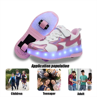 Chaussures de patin à roulettes à 2 roues pour enfants LED baskets décontractées rétractables avec roues à double usage chaussures de sport pour filles à la mode