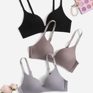 Good Quality Wholesale Custom Hot Sexy Solid Daily Comfort Ladies Wire Free <strong>Bra</strong> <strong>With</strong> <strong>Clear</strong> Straps - Product Image 3