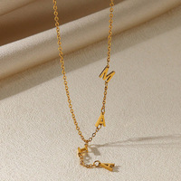 Collar de Cadena con Eslabones Chapados en Oro de 18K con Nombre Personalizado en Acero Inoxidable de Moda para Regalo del Día de San Valentín