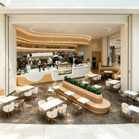 Comptoir de bar à café multifonctionnel de luxe personnalisé avec éclairage LED, écoresponsable, de haute qualité, pour centre commercial, kiosque, station de café